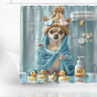 Get Naked with Chihuahua: Funny Bathroom Shower Curtain Delight