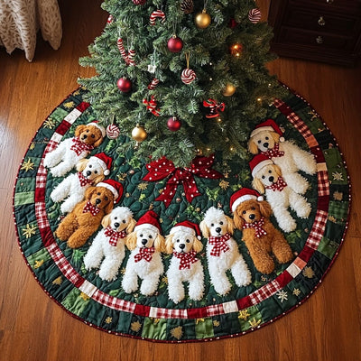 Poodle Christmas Magic Christmas Quilted Tree Skirt