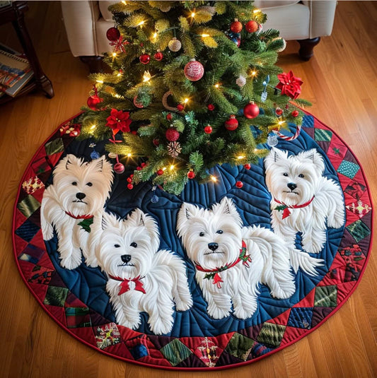 Westie Christmas Magic Christmas Quilted Tree Skirt