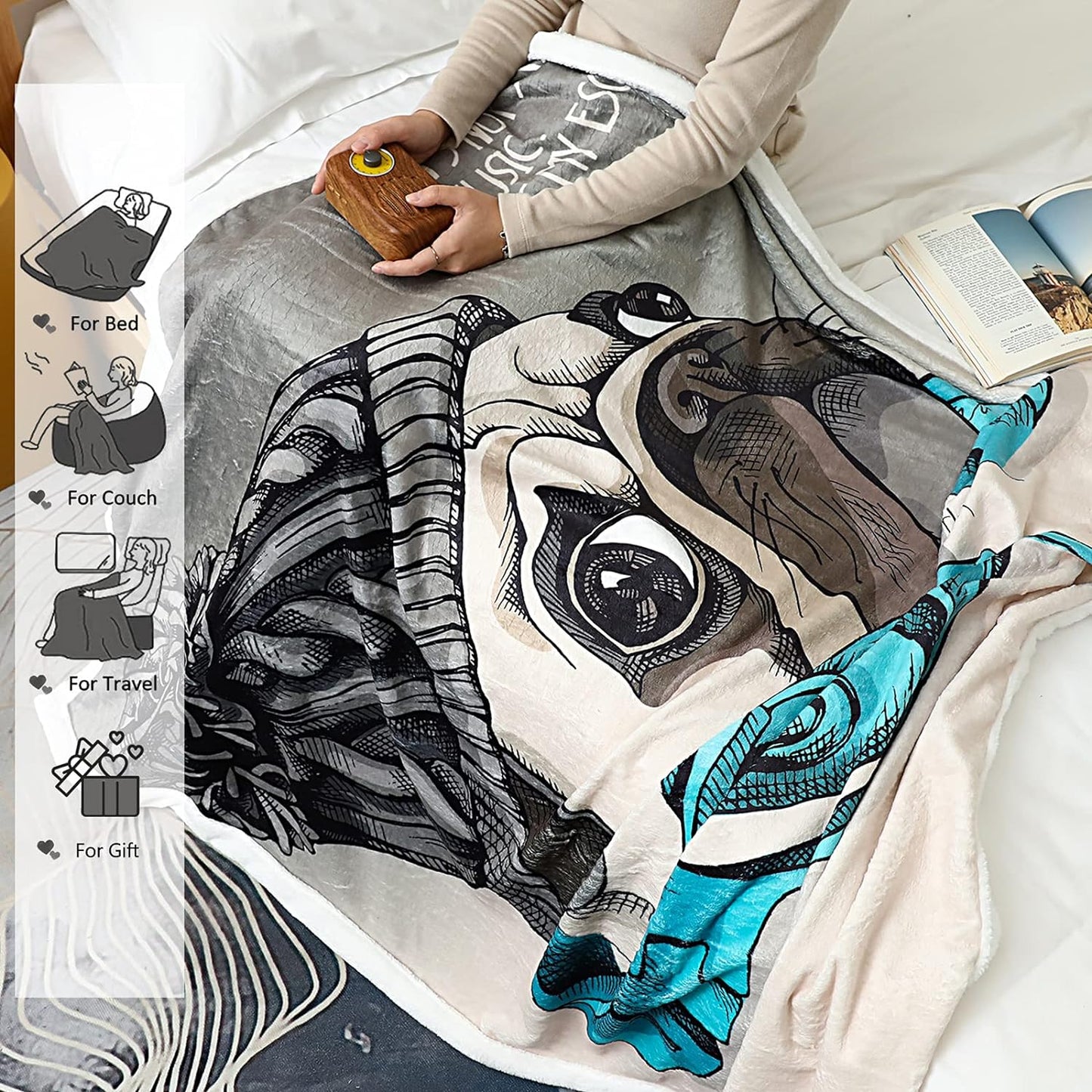 Pug Dog Fleece Blanket