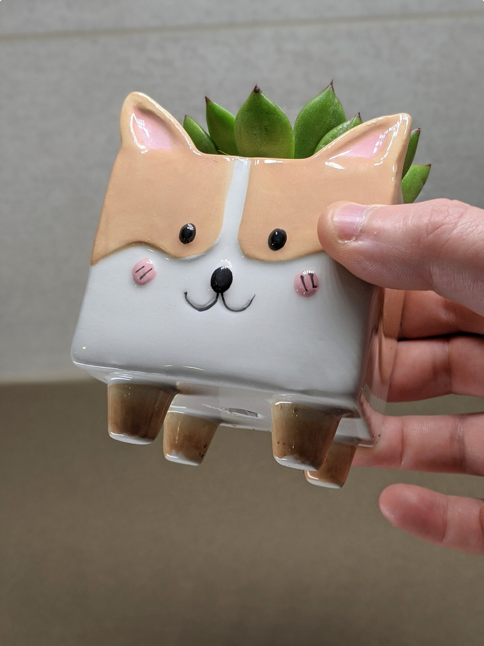 Corgi Ceramic Plant Pot