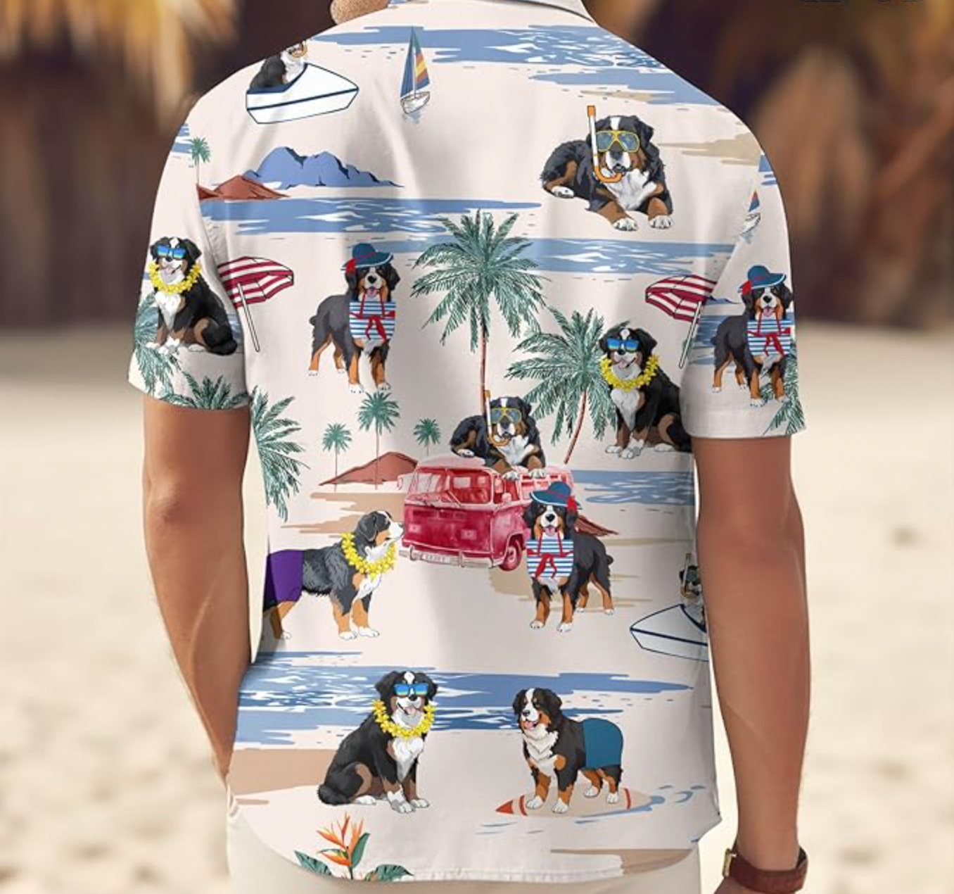 Bernese Mountain Hawaiian Print Shirts