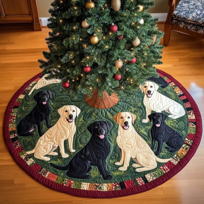 Labrador Christmas Magic Christmas Quilted Tree Skirt