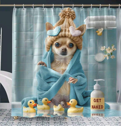 Get Naked with Chihuahua: Funny Bathroom Shower Curtain Delight