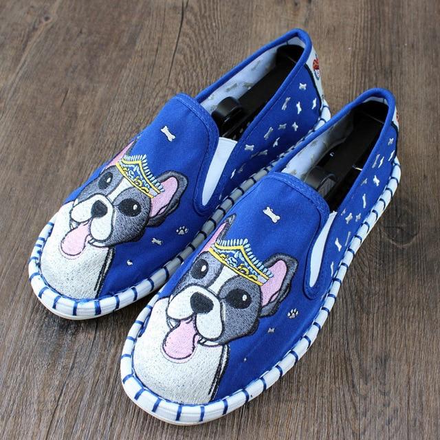 Boston Terriers Love Embroidered Canvas Loafers