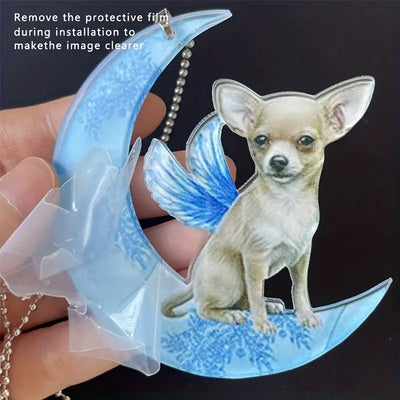 Chihuahua With Wings On A Blue Moon Pendant