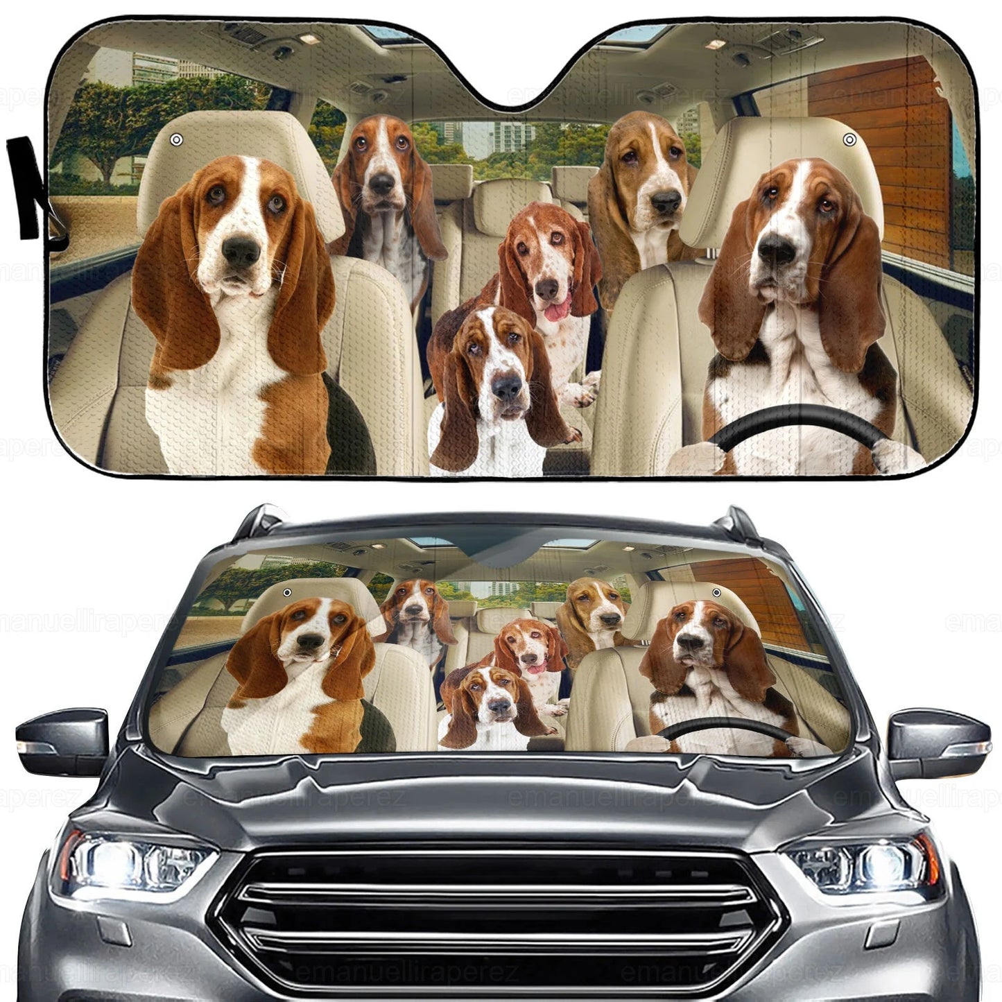 BASSET HOUND CAR SUNSHADE