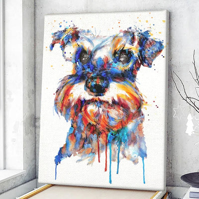 Colorful Schnauzer - Dog Canvas Print