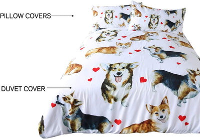 Welsh Corgi Bedding Duvet Cover 3 Pieces