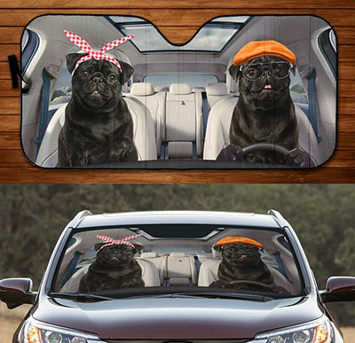 BLACK PUG CAR SUNSHADE - Goodogz