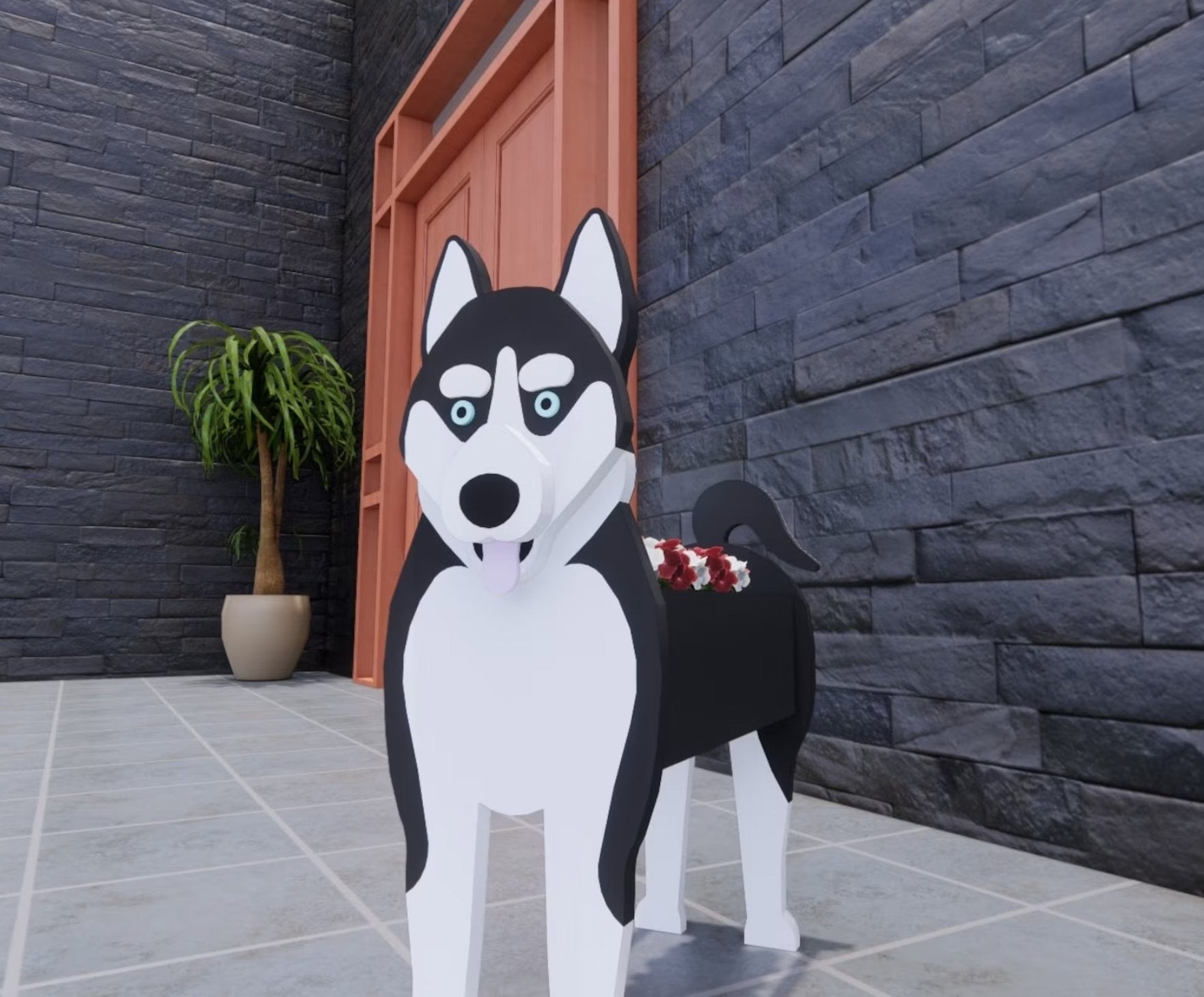 Hand-made Husky Planter - Goodogz