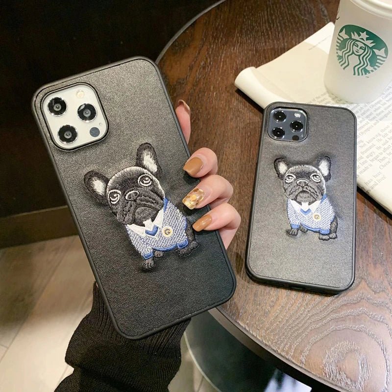 Luxury embroidery French bulldog phone case - Goodogz